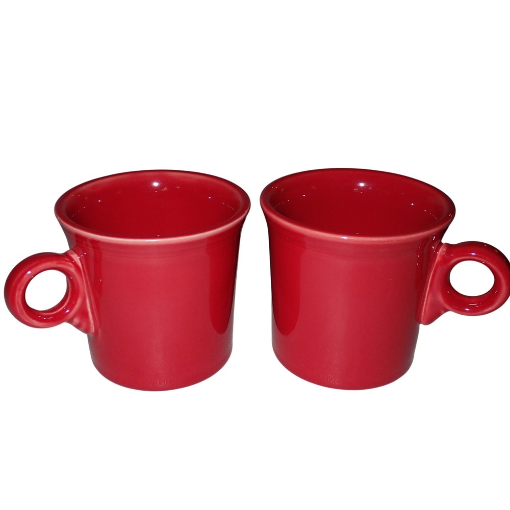 2 HLC Fiesta Fiestaware Red Tom‎ & Jerry O Ring Handle Coffee Cups Mugs Mug